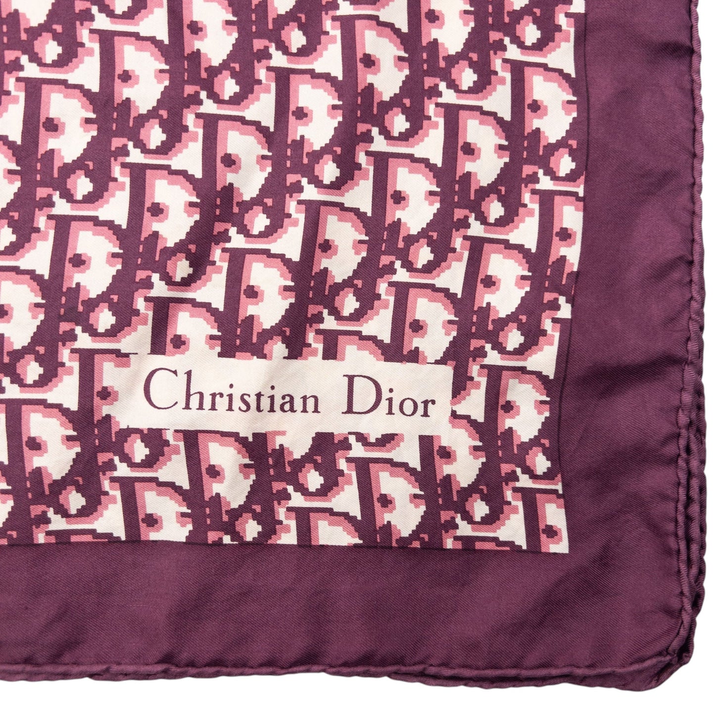 Vintage 90s Dior Monogram Pixel Silk Scarf