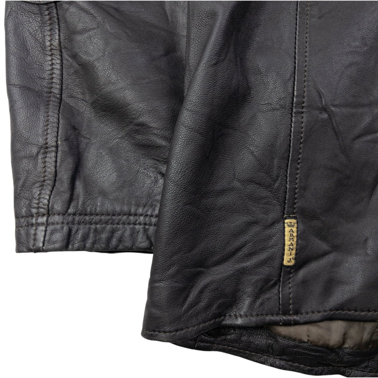 Vintage 2000s Armani Jeans Zip Up Leather Jacket Size L