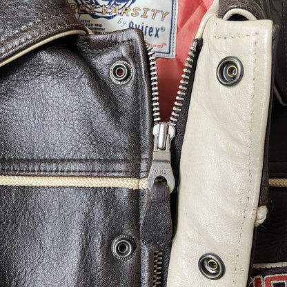 Avirex 'Spider Rock' Leather Varsity Jacket - S