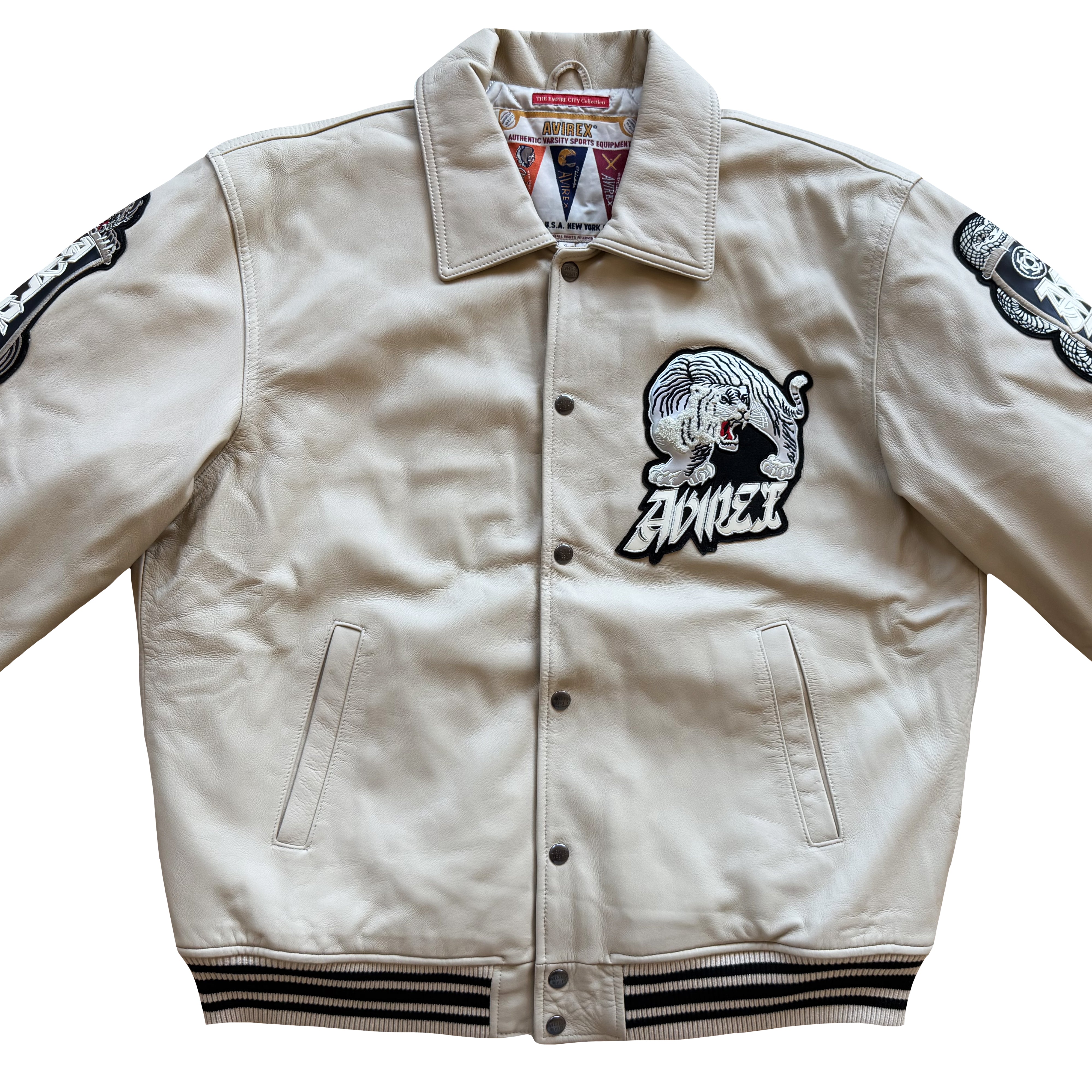 Vintage Avirex 'Speed Tigers' Leather Varsity Jacket - XL | XL
