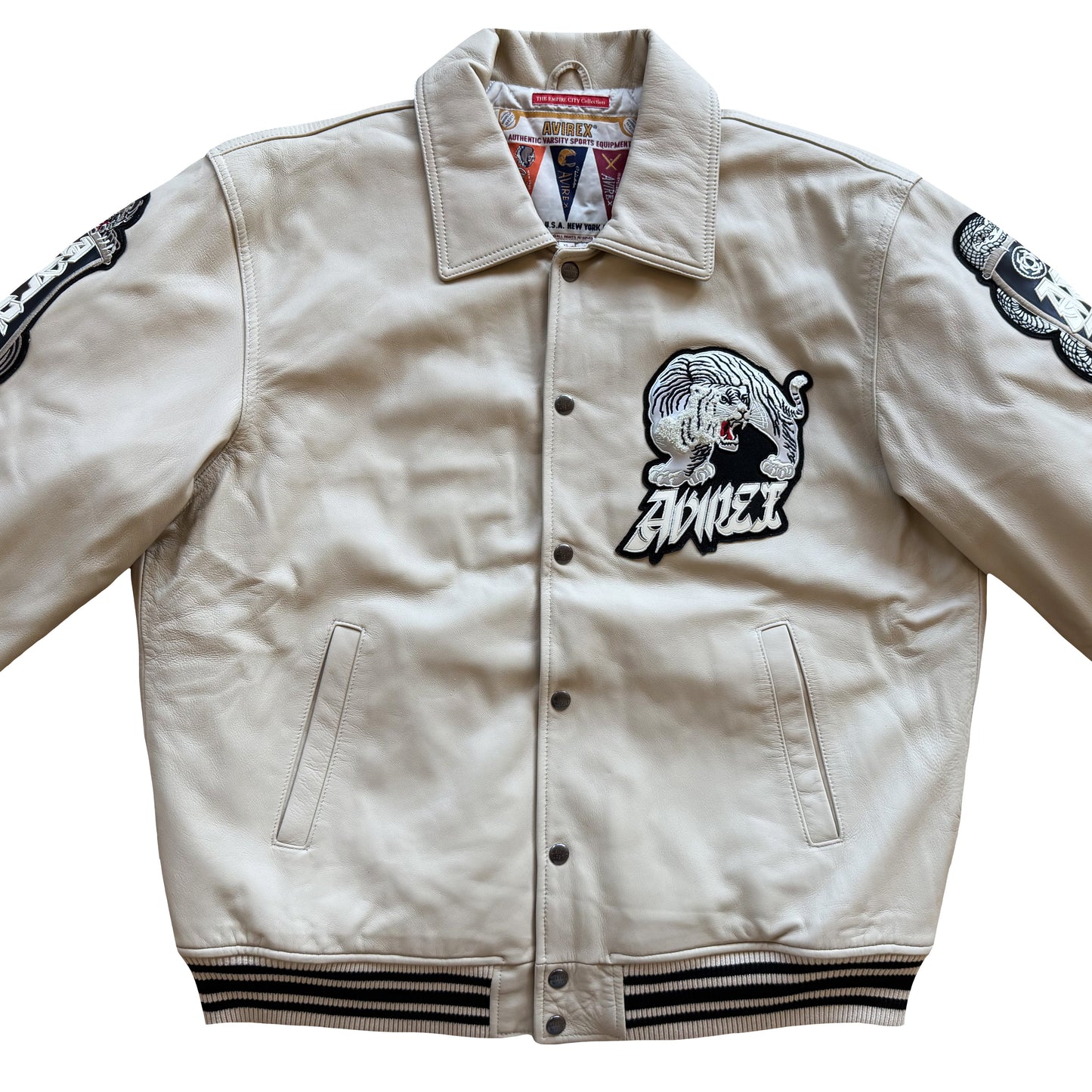 Avirex 'Speed Tigers' Leather Varsity Jacket - XL