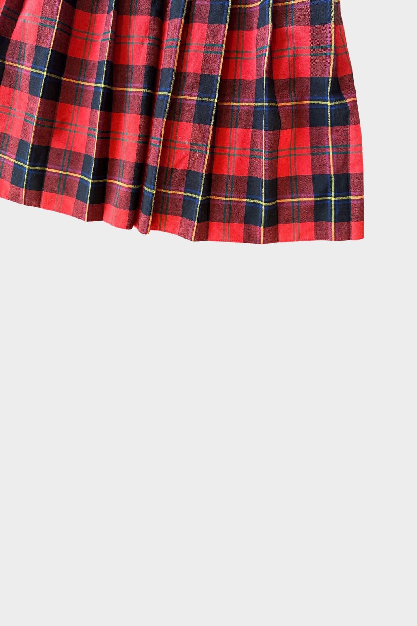 Vintage Tartan Red Pleated Skirt