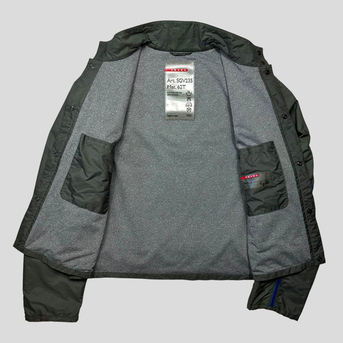 Prada Sport SS00 Gel Seam Nylon Cropped Jacket - IT50 (M) | Olive