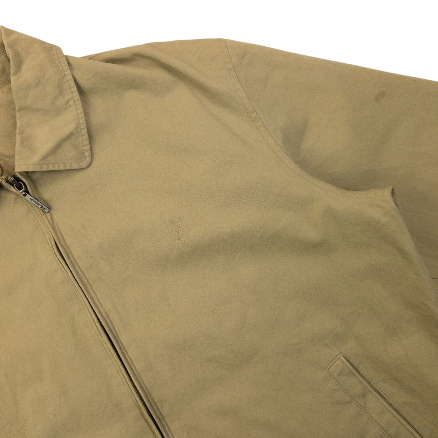 Vintage 90s YSL Yves Saint Laurent Harrington Jacket Size M | Medium, Beige