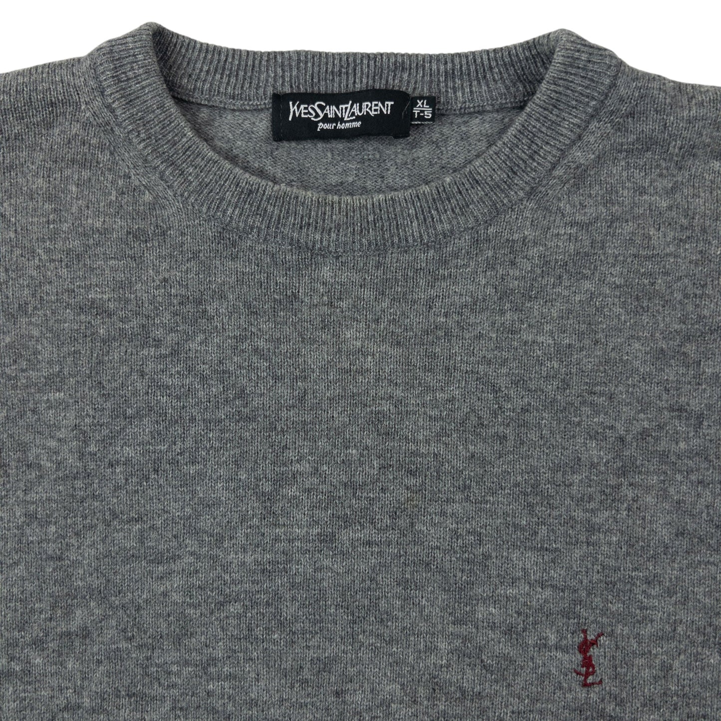 Vintage 90s YSL Yves Saint Laurent Wool Jumper Size L | Large, Grey