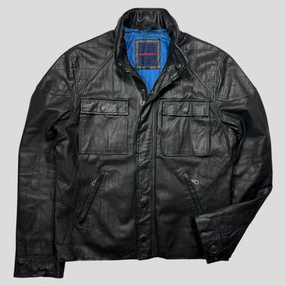 Kathrine Hamnet 00’s Nylon Hood Quilted Leather Moto Jacket - M