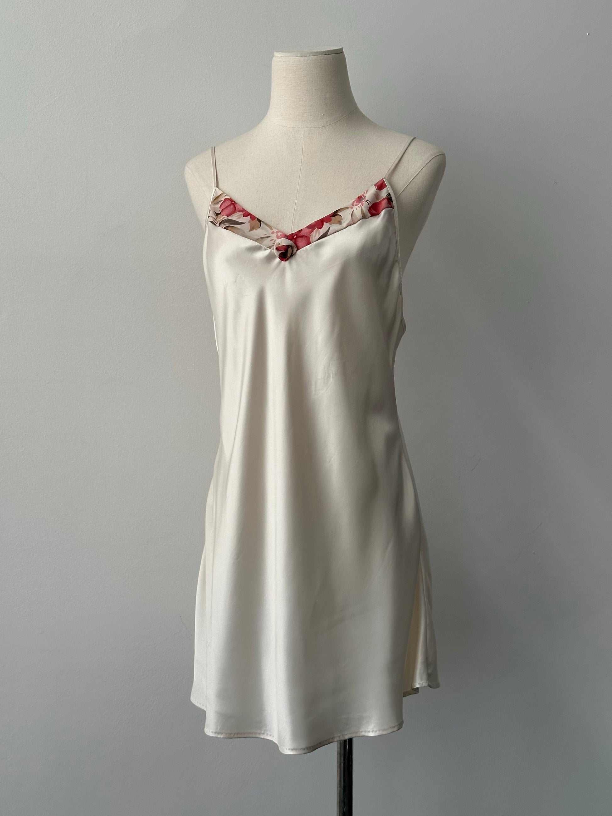 USA Vintage 1990s Floral Satin Mini Slip Dress - S