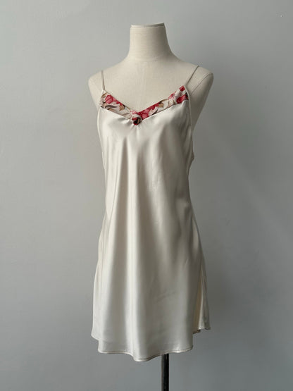 USA Vintage 1990s Floral Satin Mini Slip Dress - S