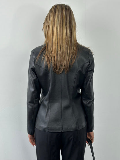 Vintage 1990s Leather Fitted Leather Jacket - S
