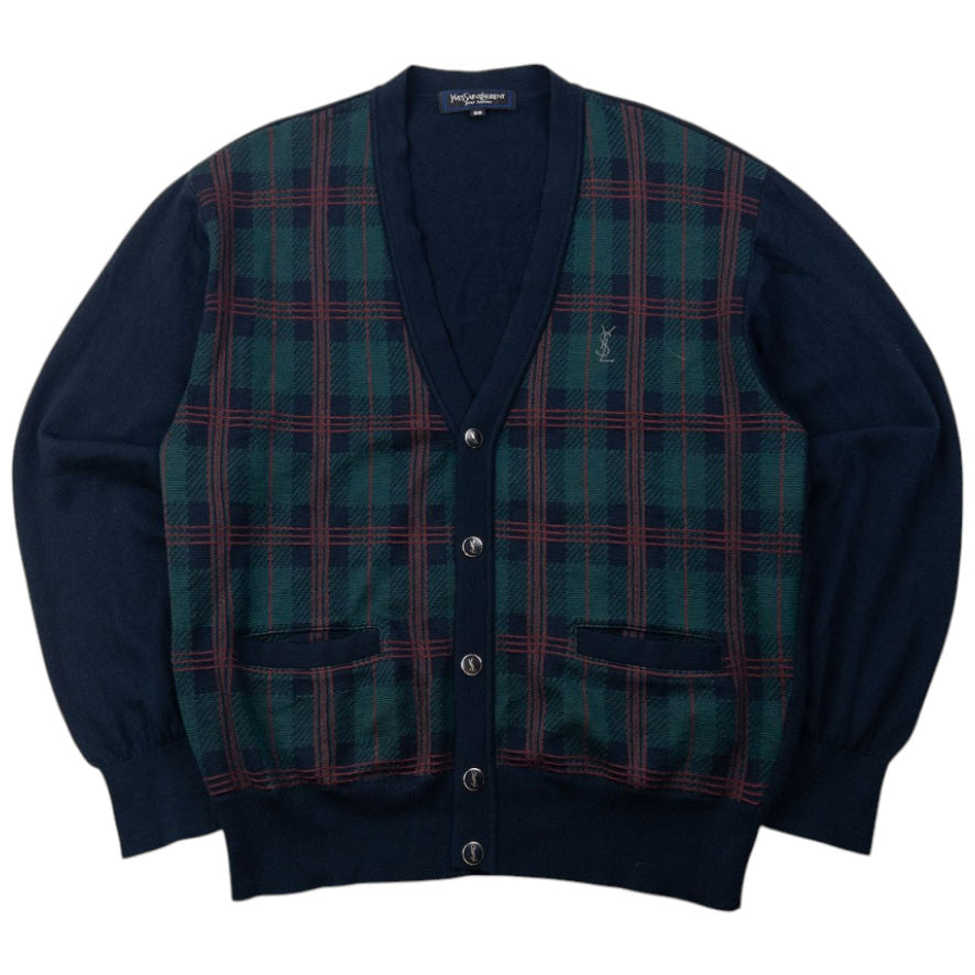 Vintage 90s YSL Yves Saint Laurent Checkered Cardigan Size S | Small, Multicoloured