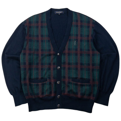 Vintage 90s YSL Yves Saint Laurent Checkered Cardigan Size S | Small, Multicoloured
