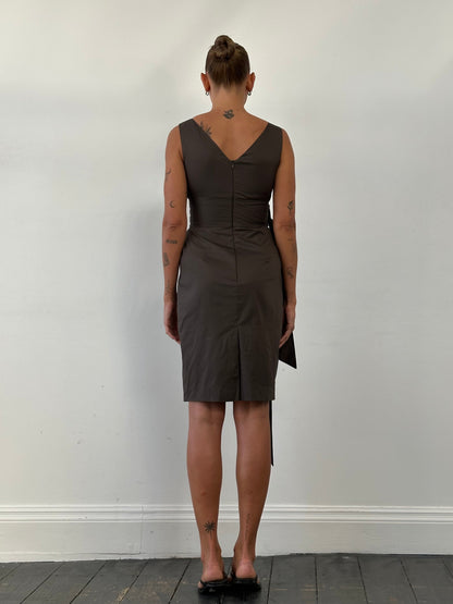 Max Mara Cotton Pleated Wrap Midi Dress - XS