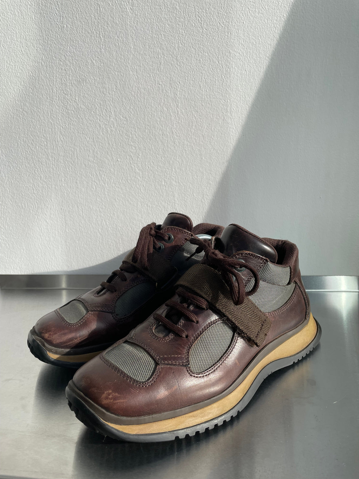 Prada Sport 00s Leather Strap Hiking Boots | SMALL, Red