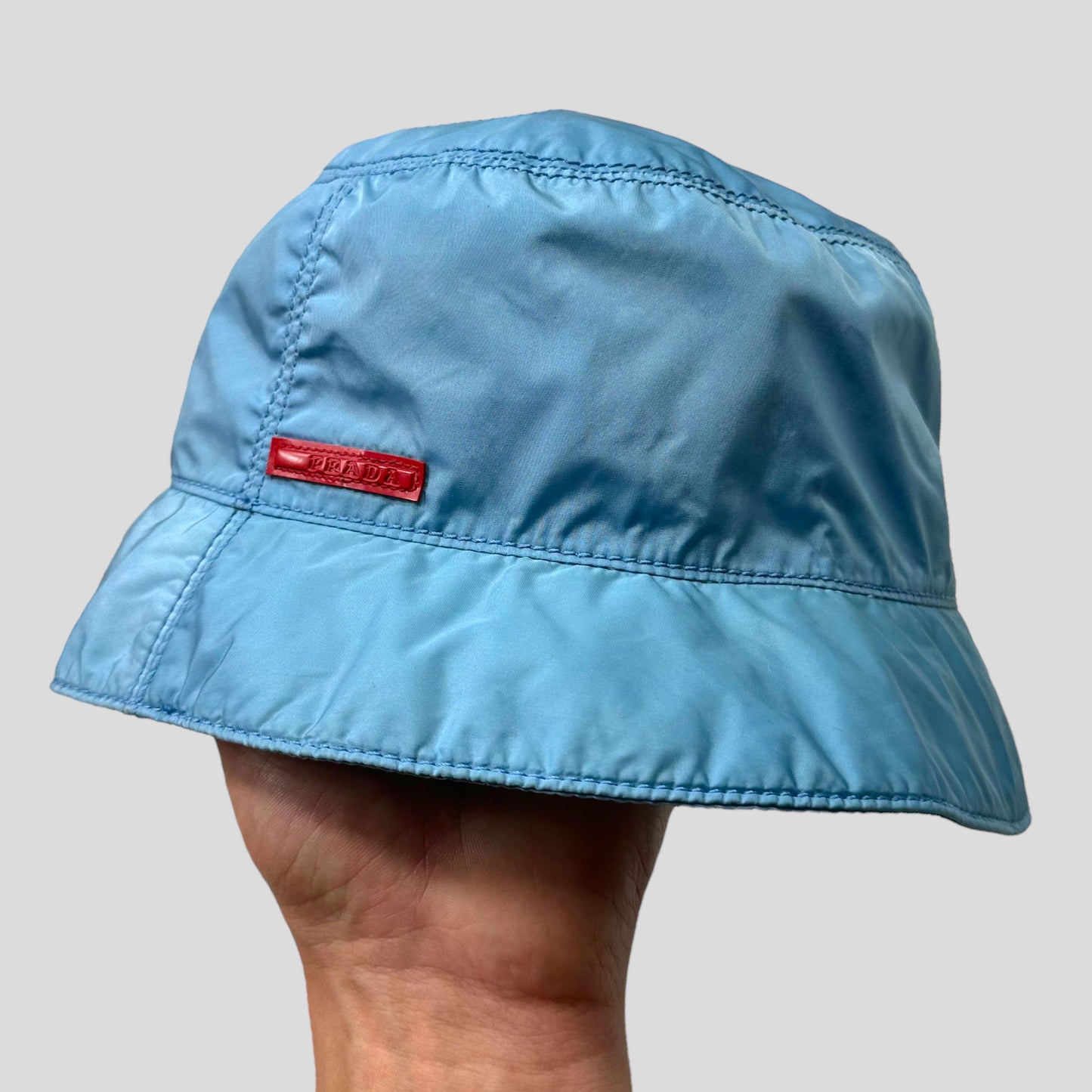 Prada Sport SS99 Baby Blue Nylon Bucket Hat - M