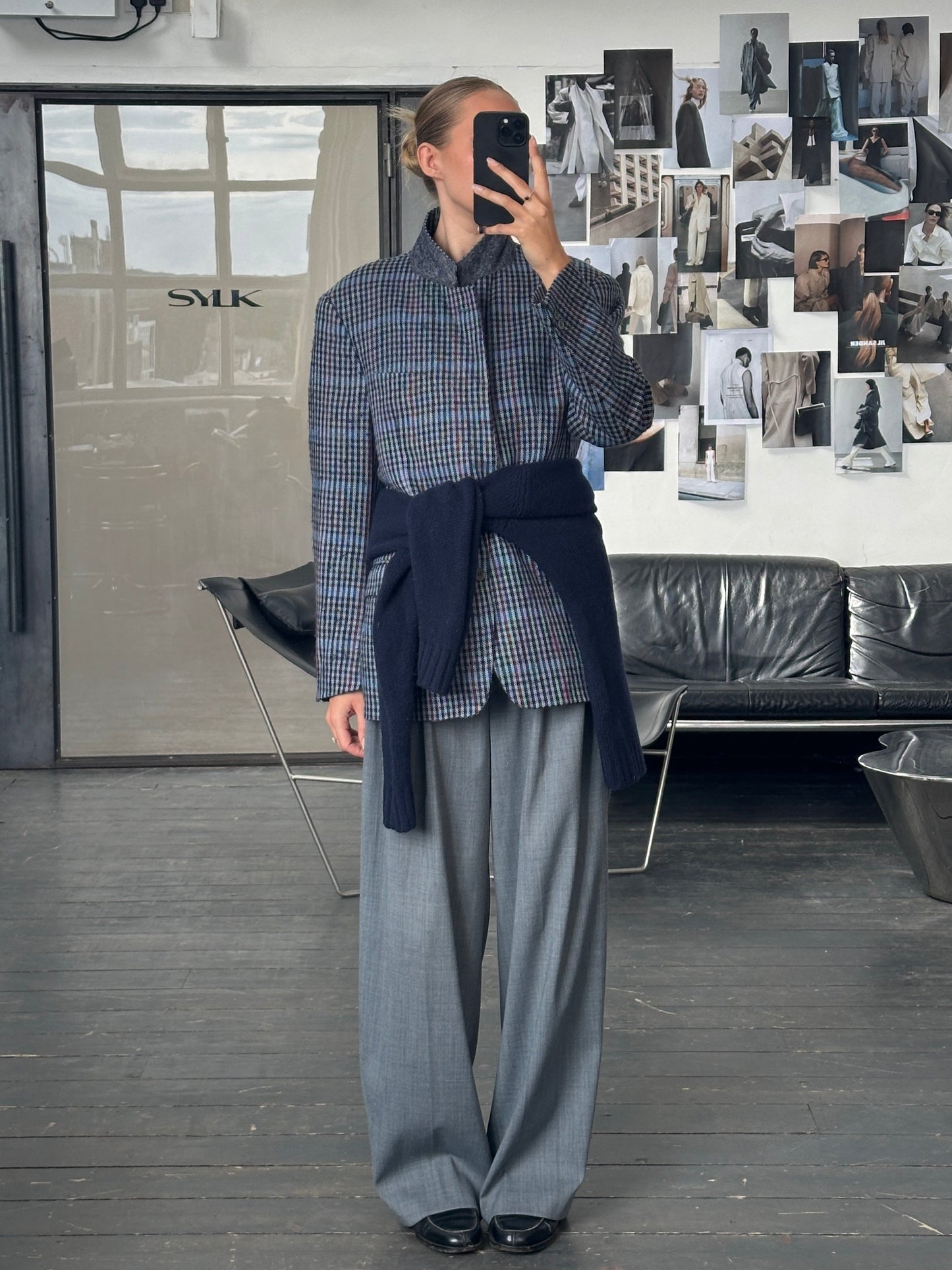 Christian Dior Monsieur 1990s Brushed Wool Houndstooth Blazer - 42R/XL