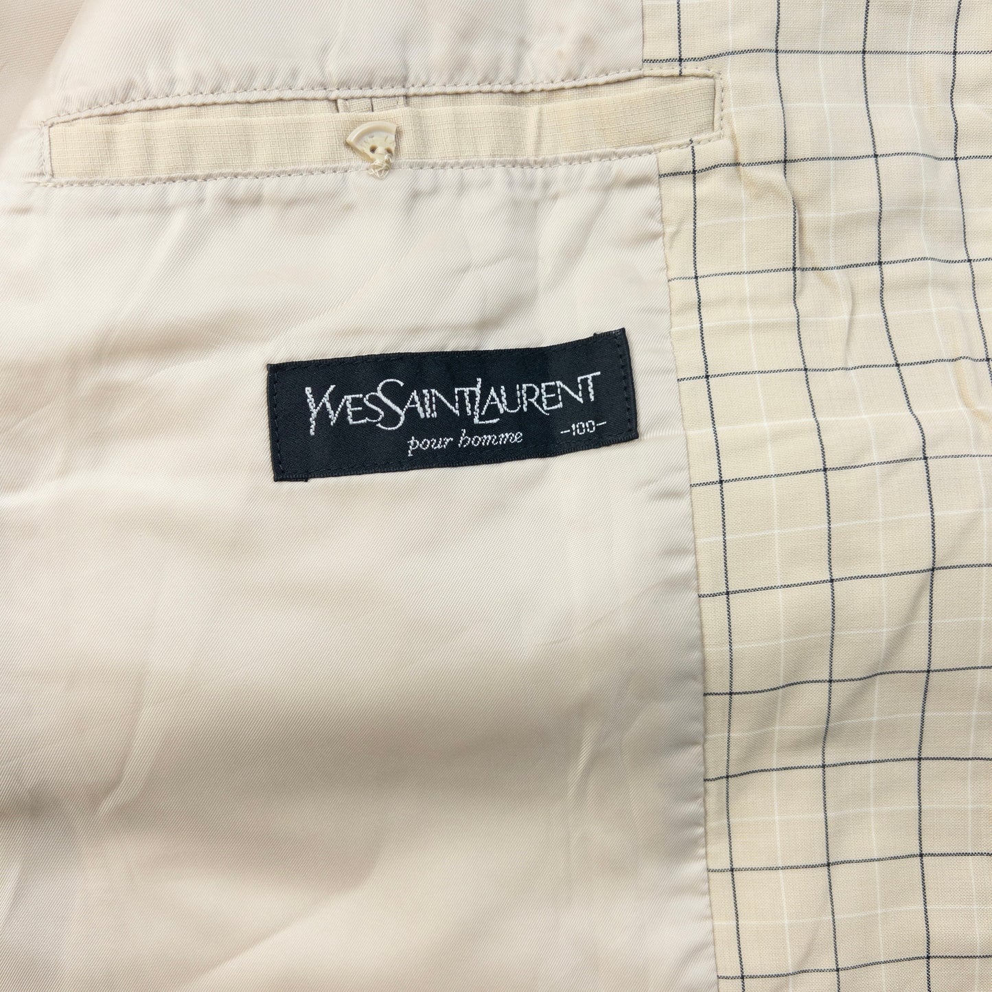 Vintage 90s YSL Yves Saint Laurent Harrington Jacket Size S | Small, Beige