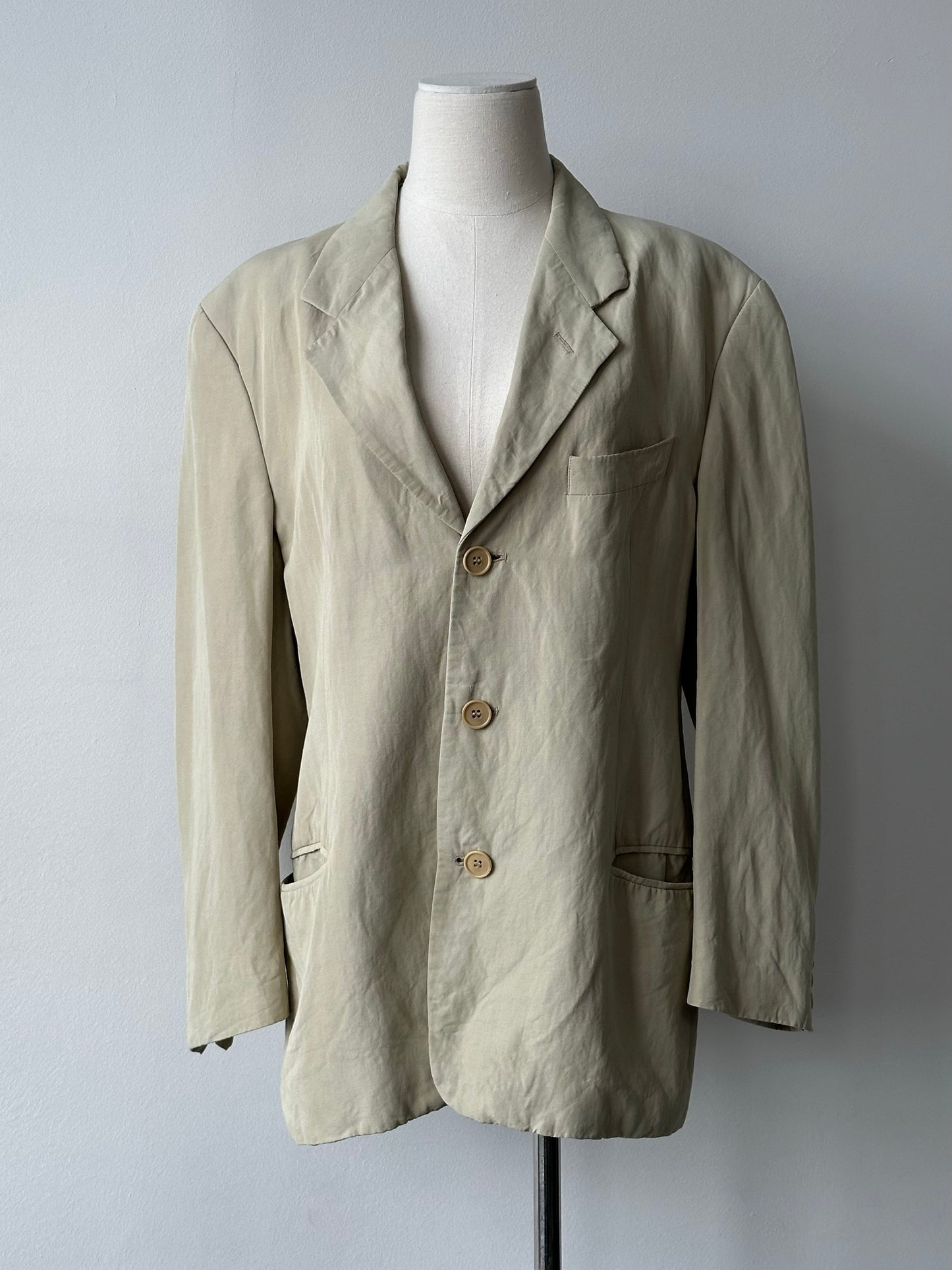 Emporio Armani 1990s Linen Single Breasted Blazer - M