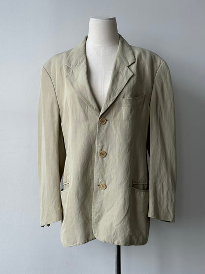 Emporio Armani 1990s Linen Single Breasted Blazer - M