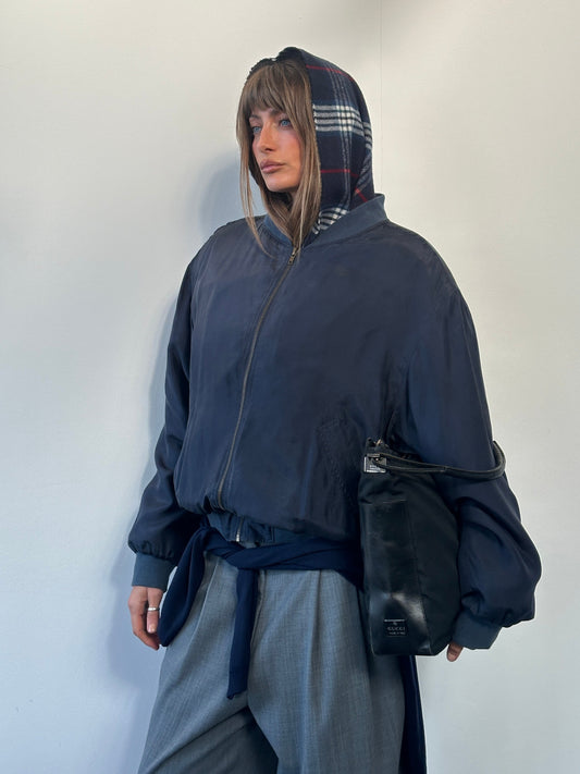 Italian Vintage 1990s Pure Silk Bomber Jacket - XL