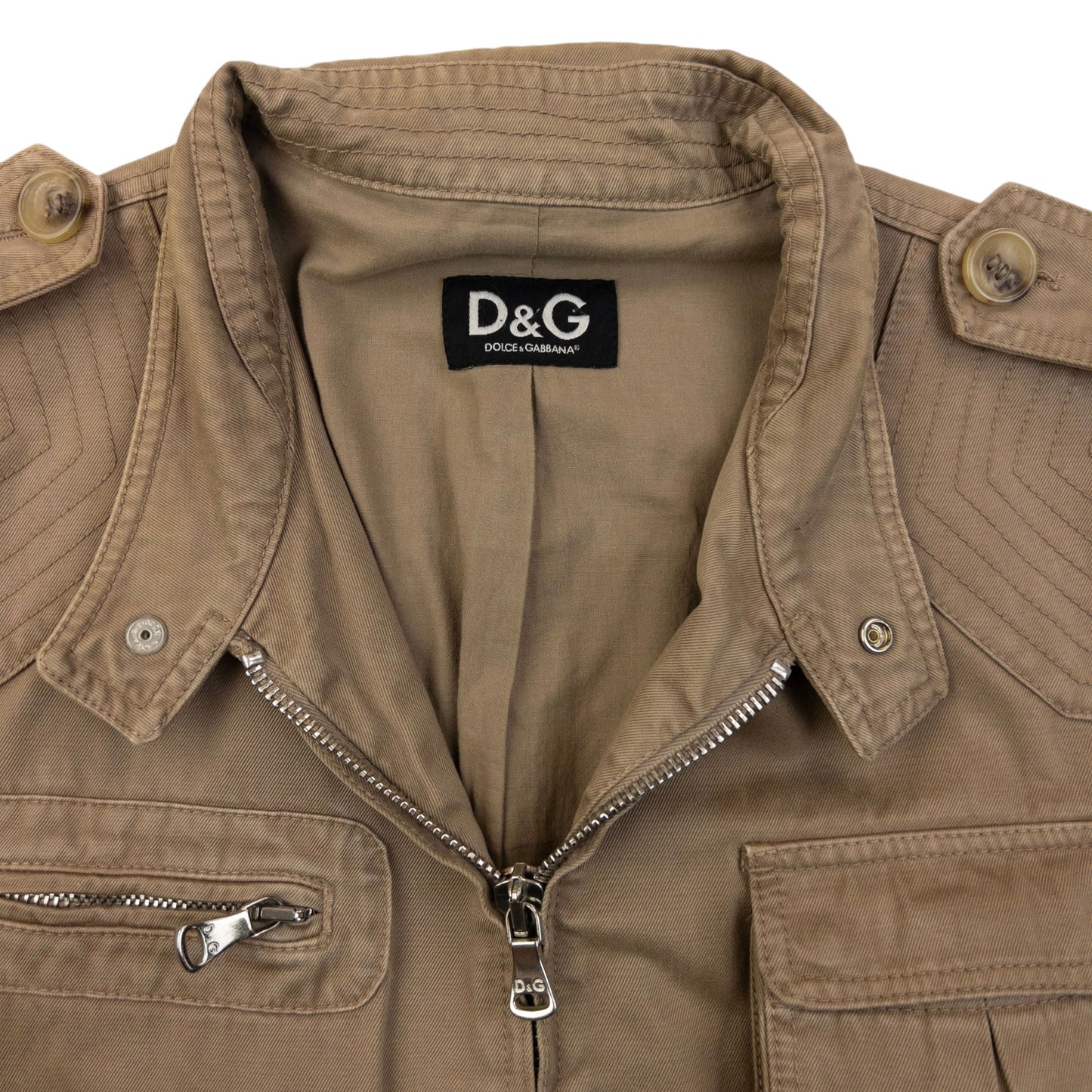 Vintage 2000s Dolce & Gabbana Multi Pocket Cargo Jacket Size S | Small, Beige