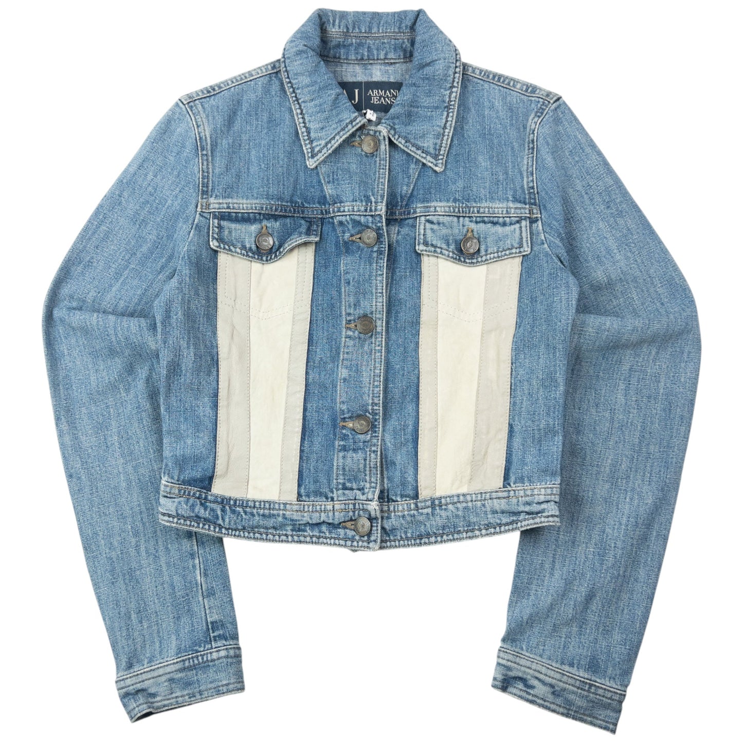 Vintage 2000s Armani Jeans Button Up Denim Jacket Womens Size M | Medium, Blue