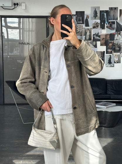 Italian Vintage 1990s Aged Leather Jacket - XL