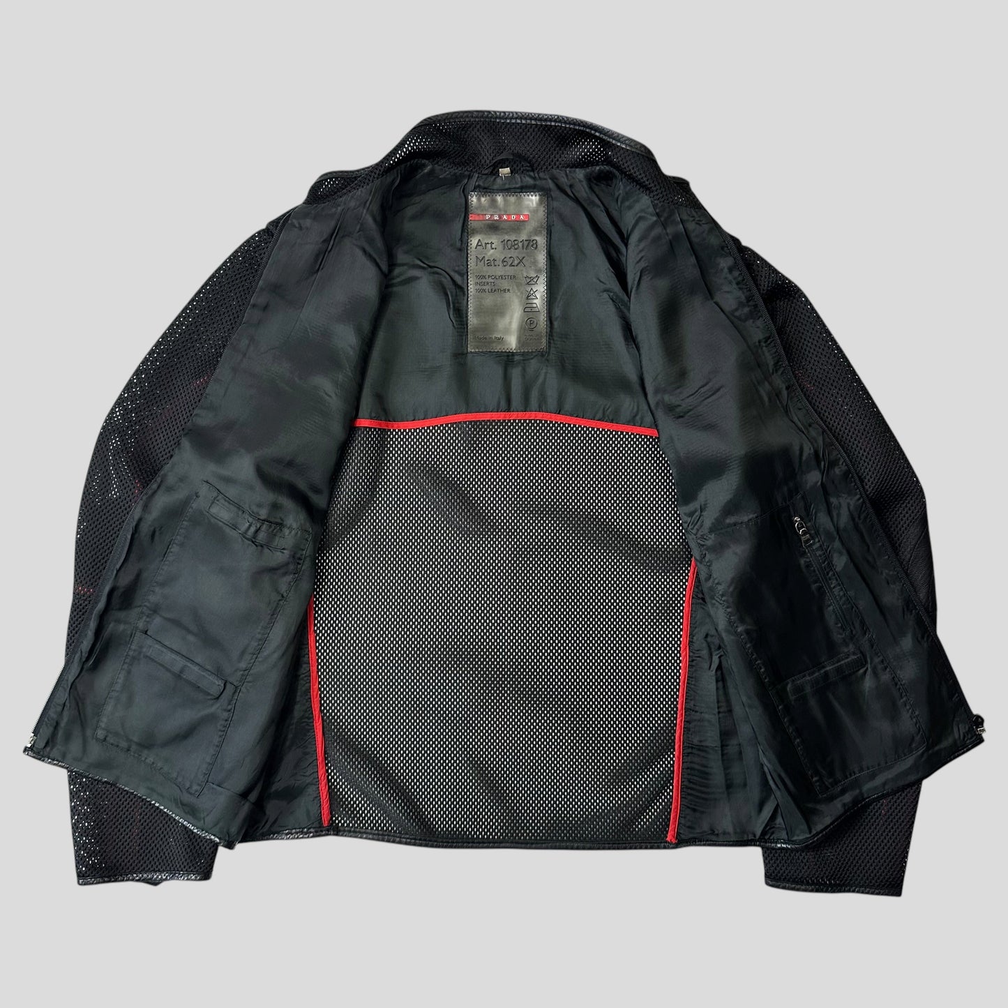 Prada Sport SS00 SAMPLE Mesh + Leather Moto Jacket - IT54 | Default Title, Multicoloured