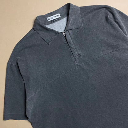 S/S 1998 Charcoal Motion Blur Graphic Print Polo Shirt