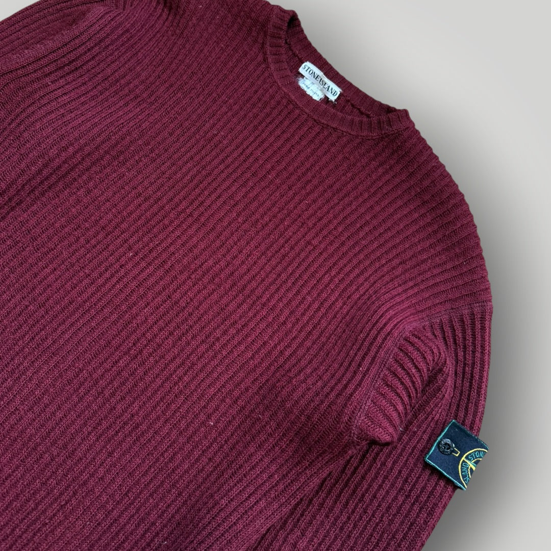 1980's Stone Island Lana Wool Knitted Jumper L | O/S, Burgundy