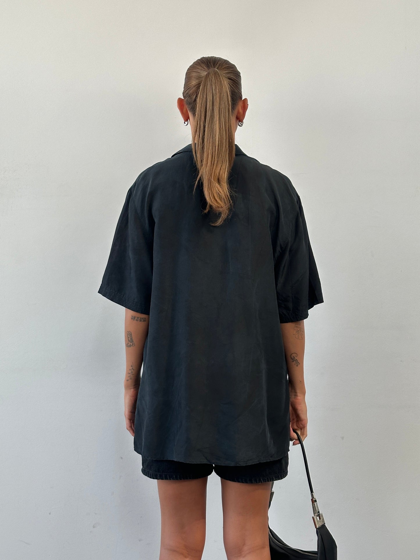 Vintage Pure Silk Short Sleeve Shirt - XL