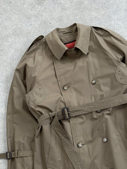 London Fog 1990s High Neck Double Breasted Belted Trench Coat - XL
