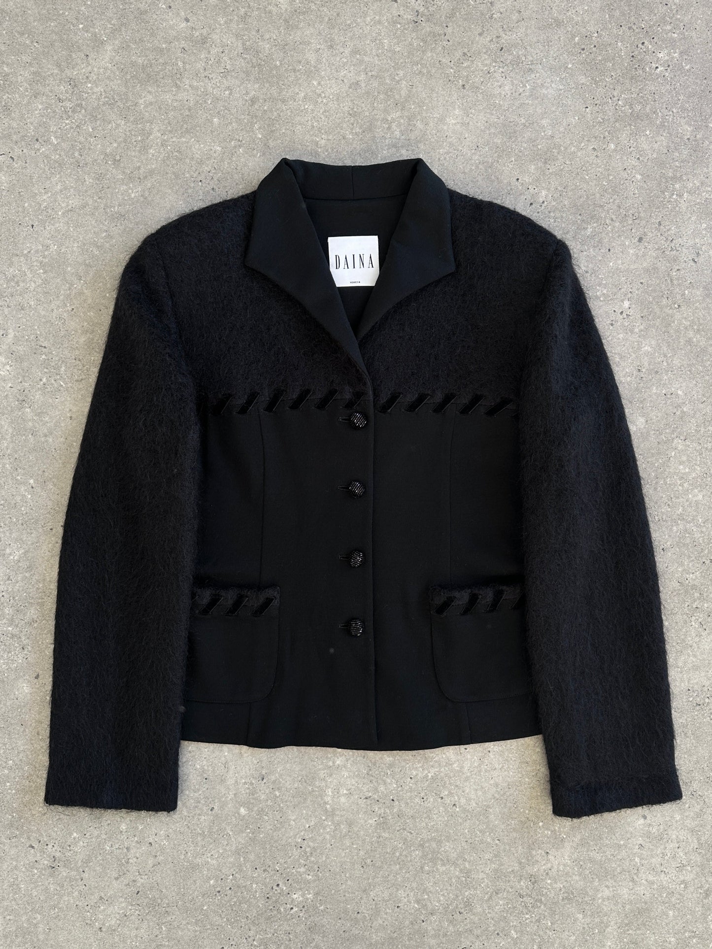 Italian Vintage 1990s Mohair Wool Contrast Panel Jacket - M