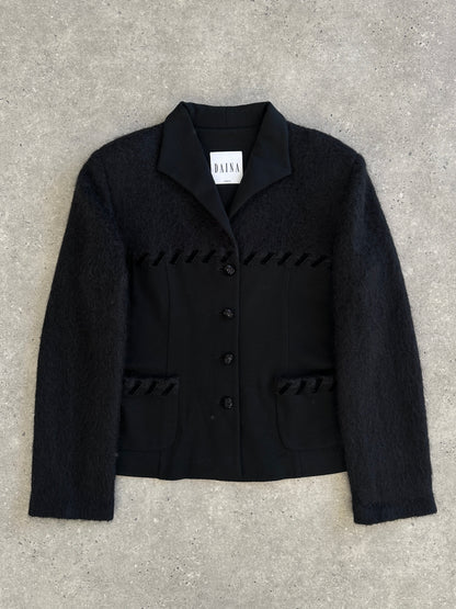 Italian Vintage 1990s Mohair Wool Contrast Panel Jacket - M