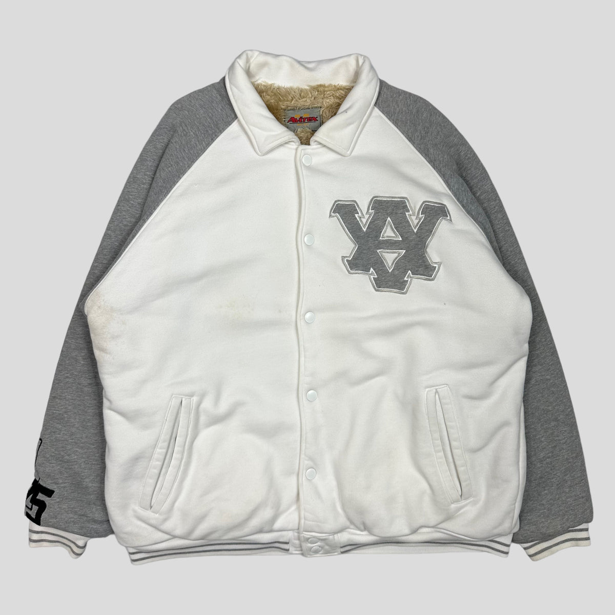 Avirex 00’s Faux Fur Lined Cotton Bomber Jacket - XL | White