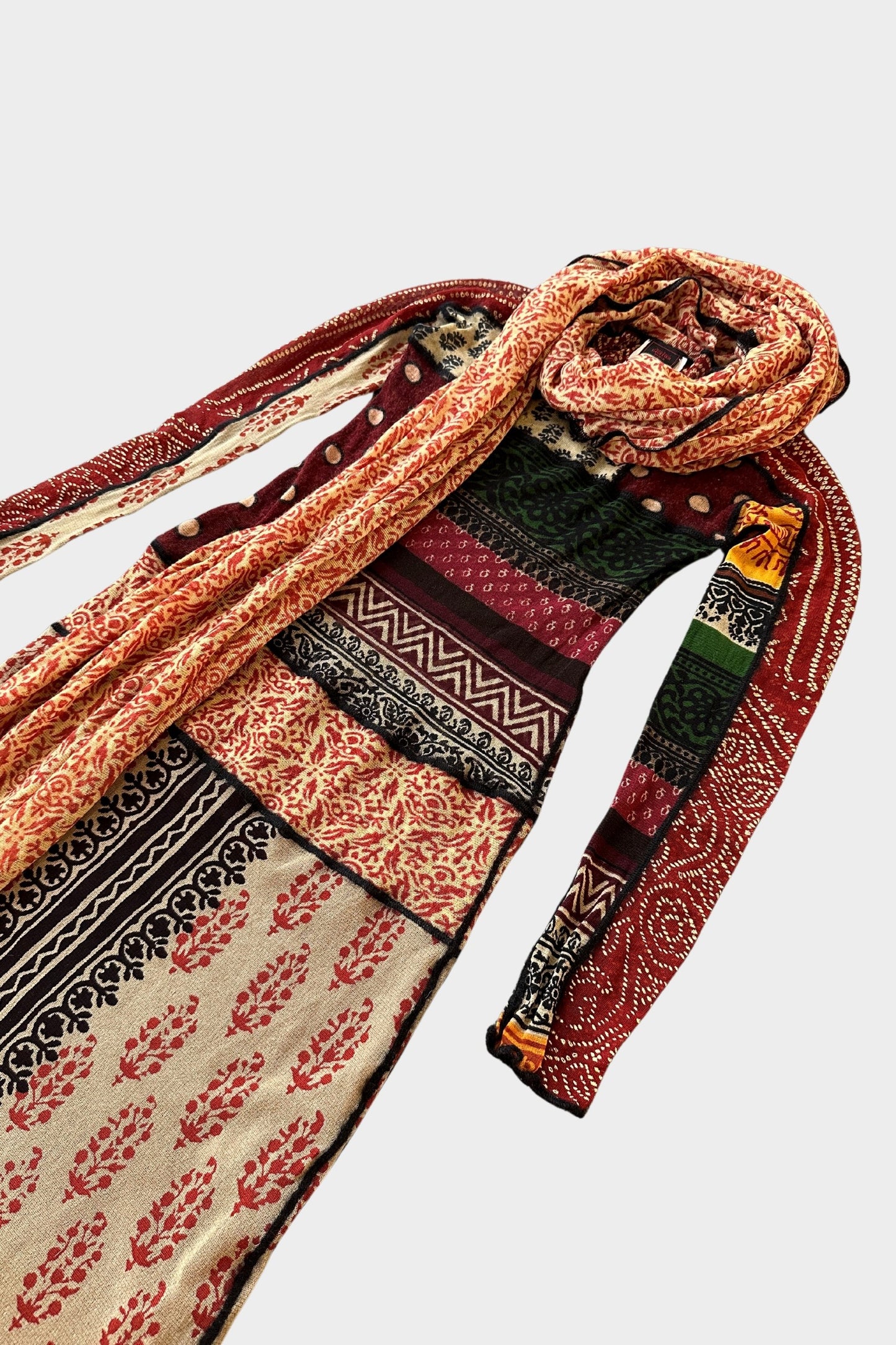 Jean Paul Gaultier Patchwork Maxi Printed Mesh Dress