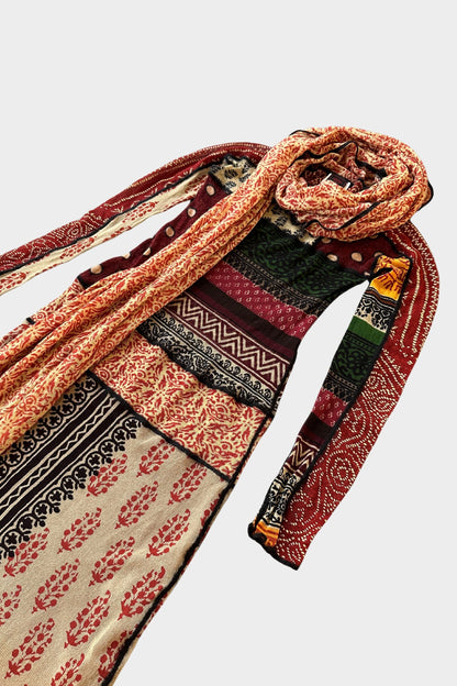 Jean Paul Gaultier Patchwork Maxi Printed Mesh Dress