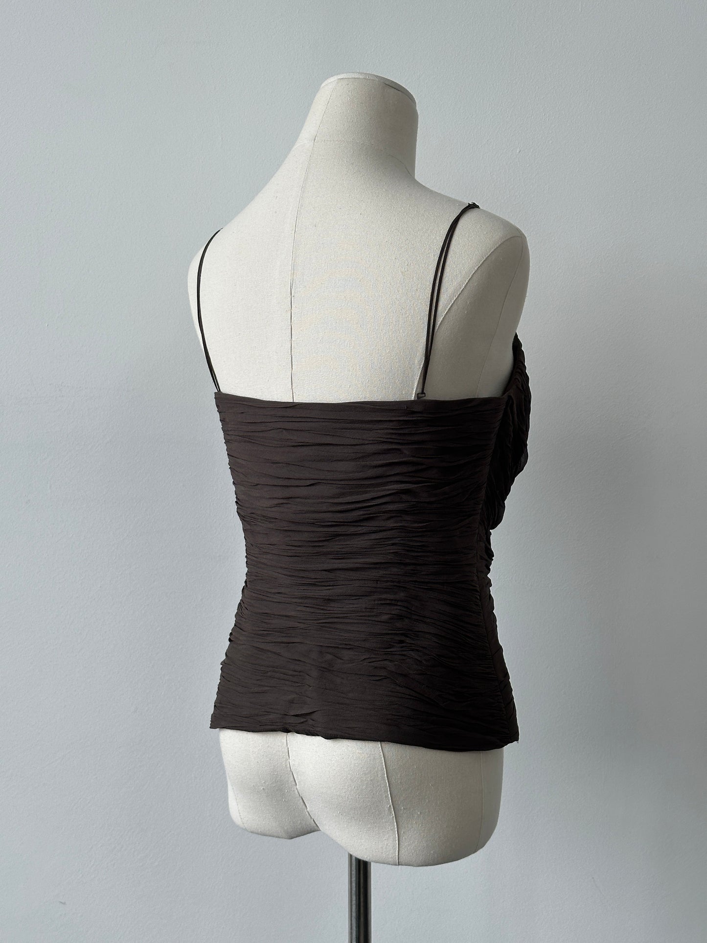 Vintage 2000s Pure Silk Ruched Top - M