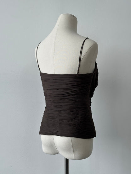 Vintage 2000s Pure Silk Ruched Top - M