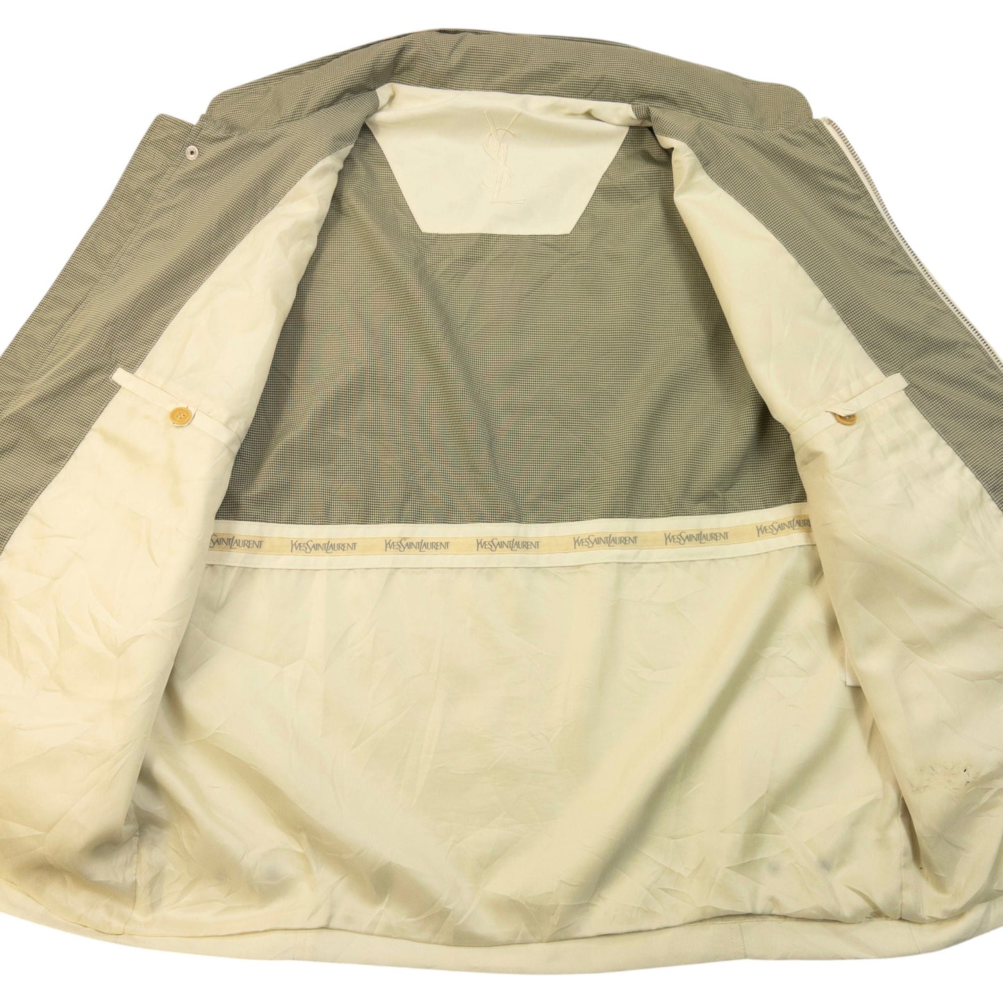 Vintage 90s YSL Yves Saint Laurent Harrington Jacket Size M | Medium, Cream