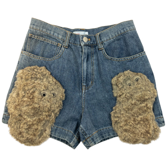 Vintage 2000s Ne-Net By Issey Miyake Fur Patch Denim Shorts Womens Size W28 | W28, Multicoloured