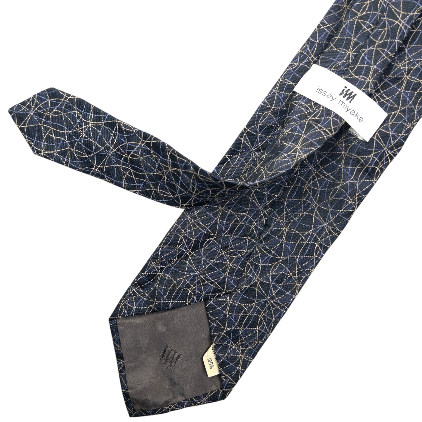 Vintage 90s Issey Miyake Pattern Silk Tie | O/S, Navy