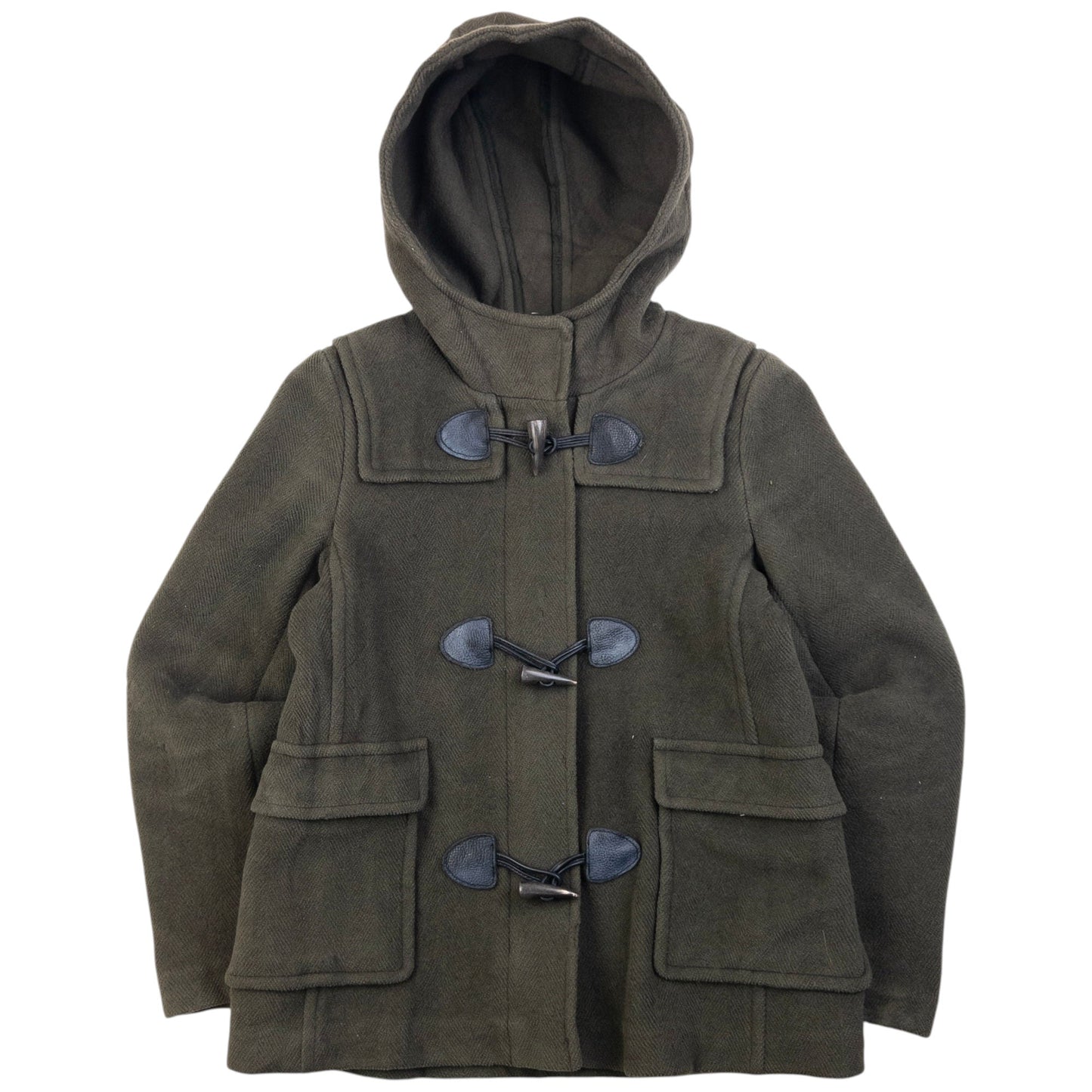 Vintage Burberry Brit Wool Duffle Jacket Womens Size S | O/S, Green