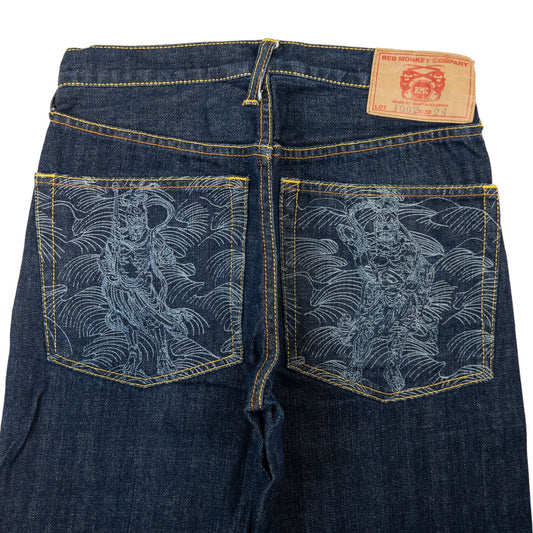 Vintage RMC Red Monkey Company Samurai Batik Dye Japanese Denim Jeans Size W28