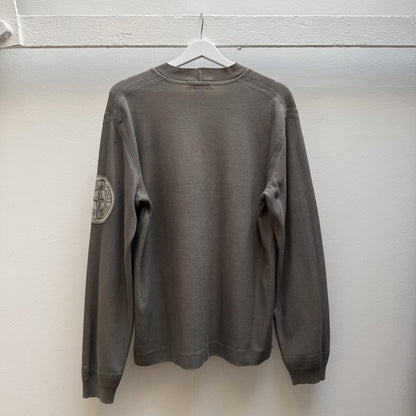 Stone Island Vintage Early 2000s Ribbed Knit Sweatshirt – Taupe Grey (M) | Medium, Grey
