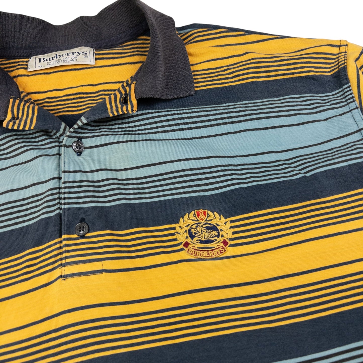 Vintage Burberry Striped Long Sleeve Polo Shirt Size XL