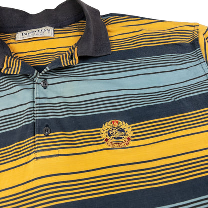 Vintage Burberry Striped Long Sleeve Polo Shirt Size XL