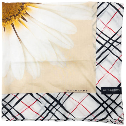 Vintage 2000s Burberry Nova Check Daisy Print Silk Scarf | O/S, Multicolour
