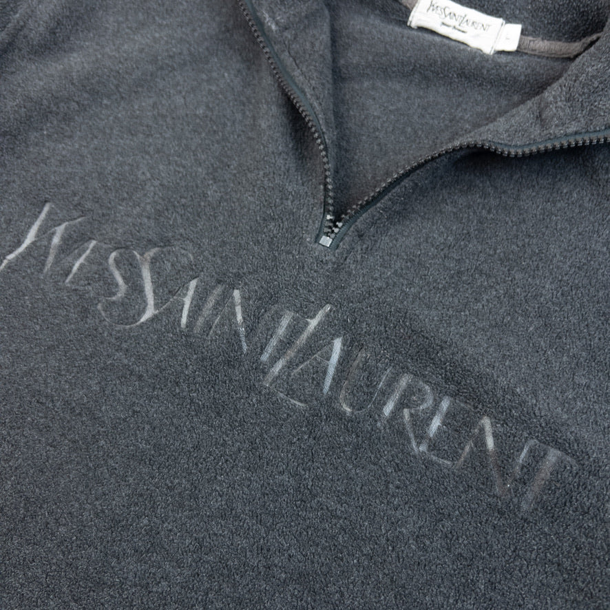 Vintage 2000s YSL Yves Saint Laurent Q Zip Fleece Sweatshirt Size M | Medium, Grey