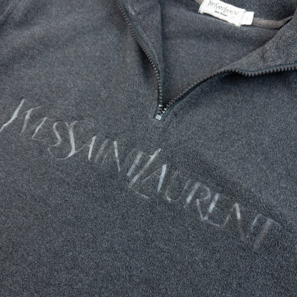 Vintage 2000s YSL Yves Saint Laurent Q Zip Fleece Sweatshirt Size M | Medium, Grey