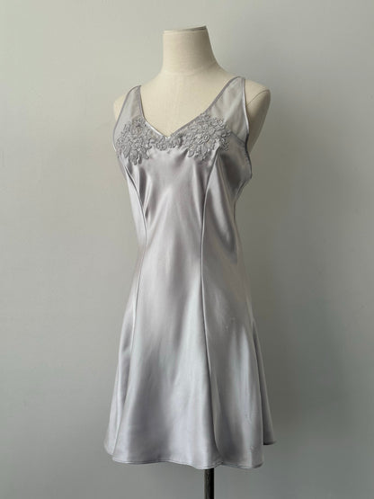 Vintage 1990s Satin Pearl Mini Slip Dress - S